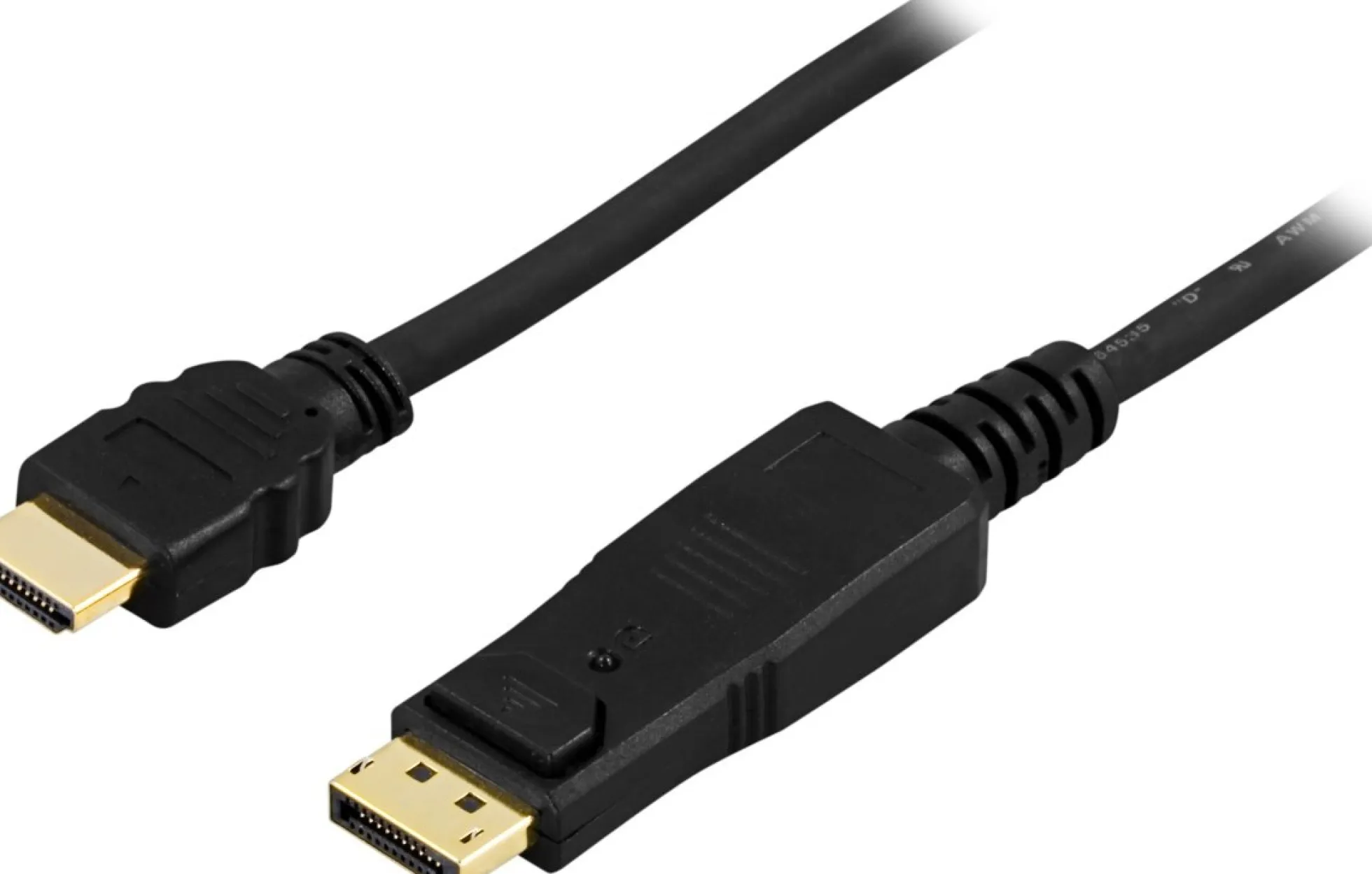 DELTACO DisplayPort til HDMI monitorkabel, 20-pin han-han, 2m, sort
