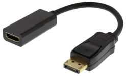 DELTACO DisplayPort til HDMI-adapter, 4K 60Hz, 0.2 m, Sort