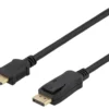 DELTACO DP - HDMI kabel, 10m, 3840x2160 at 30Hz, 10.8Gb/s, sort