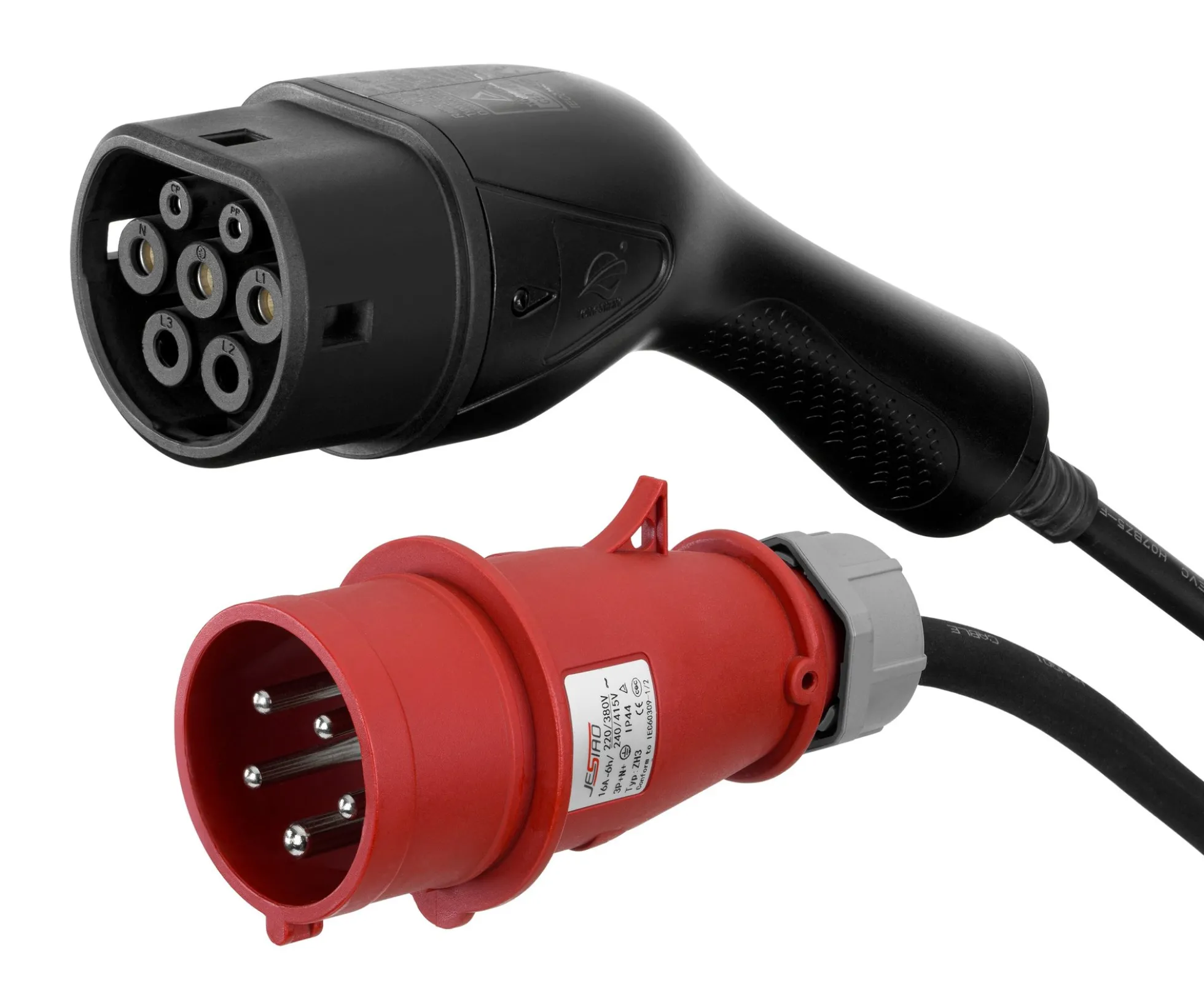 Deltaco E-Charge elbilslader til CEE-stik, 3-faset, type 2, 8-16A, 6 meter