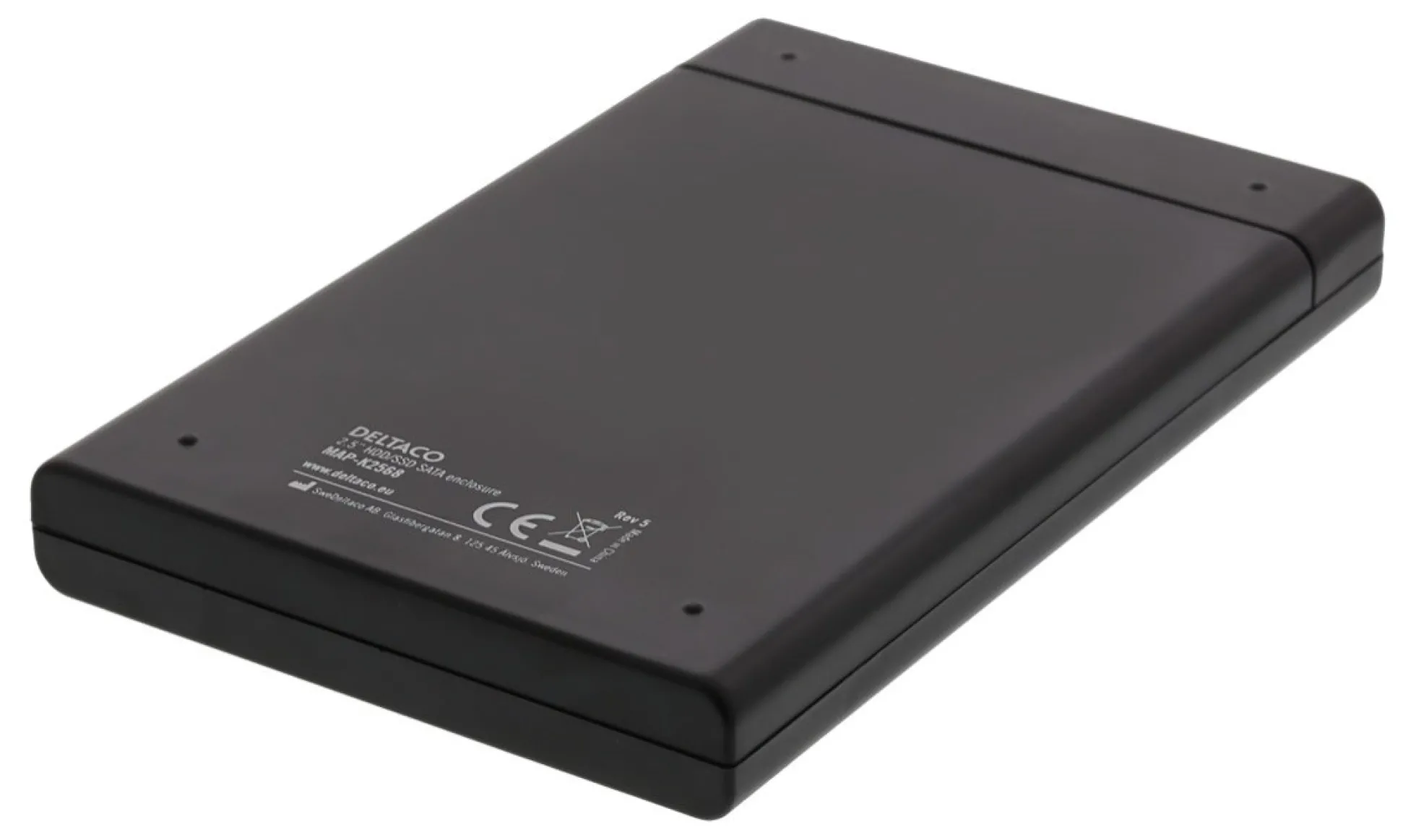 DELTACO ekstern harddisk kabinet, USB 3.0, skydedør, 2,5 "HDD, sort