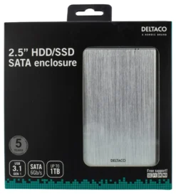DELTACO eksternt kabinet til 1x2,5" SATA-harddisk, SATA 6Gb/s,