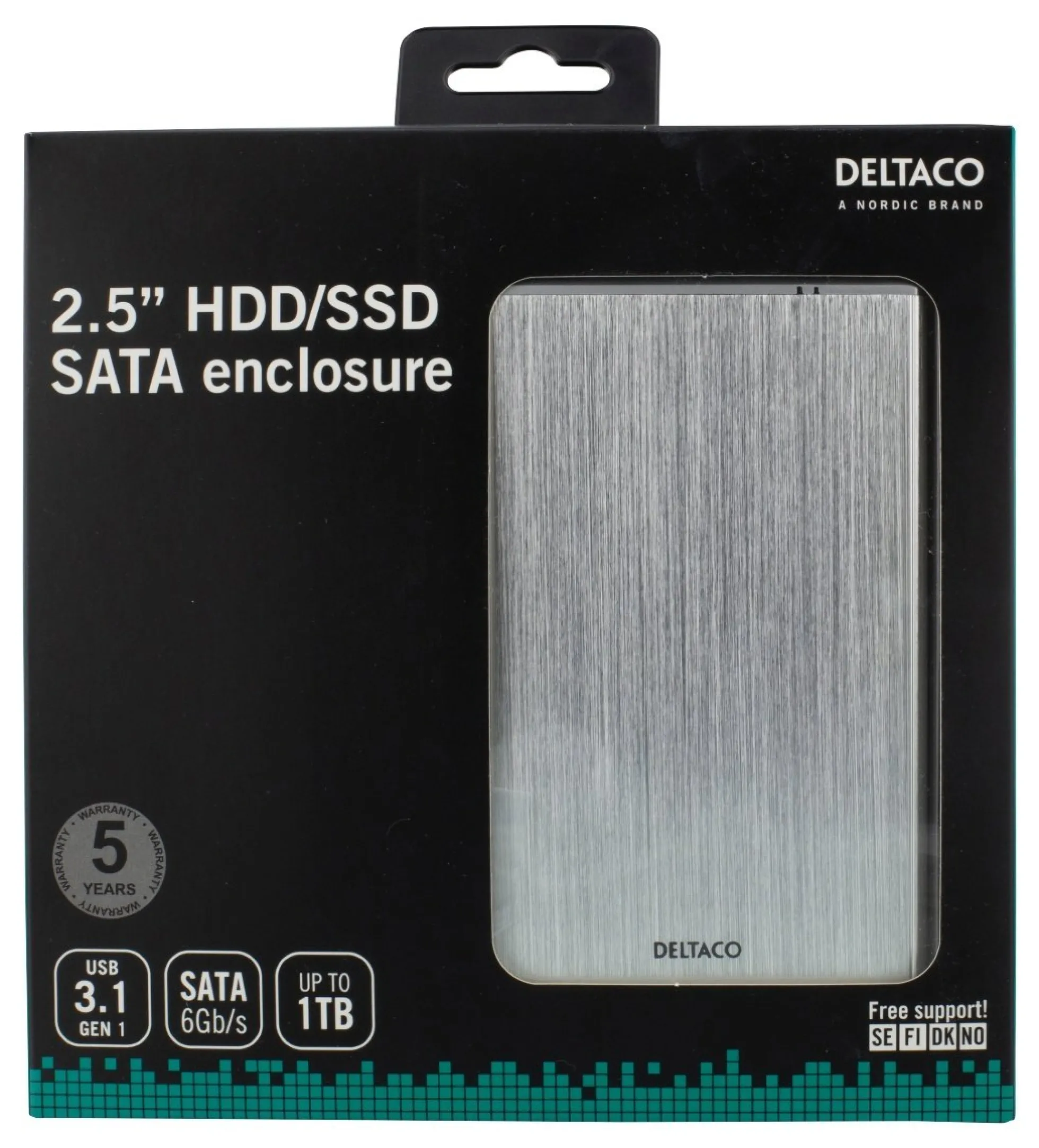 DELTACO eksternt kabinet til 1x2,5" SATA-harddisk, SATA 6Gb/s,