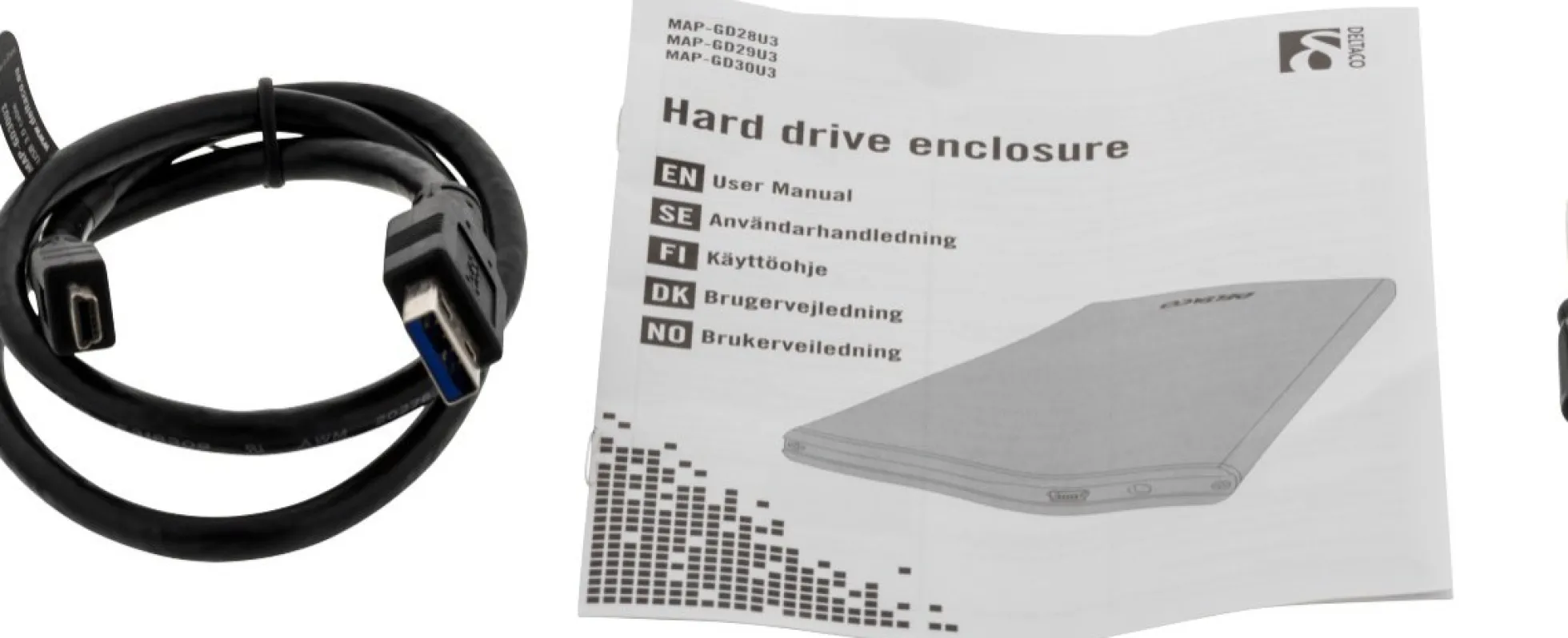DELTACO eksternt kabinet til 1x2,5" SATA-harddisk, SATA 6Gb/s,