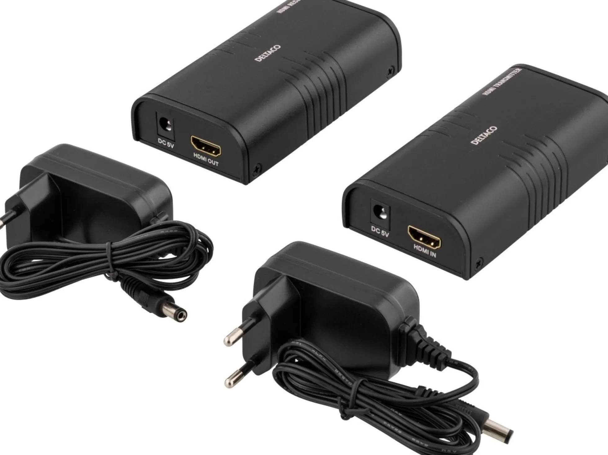 DELTACO Ethernet HDMI-forlænger, op til 120m i 1080P med Cat6, sort