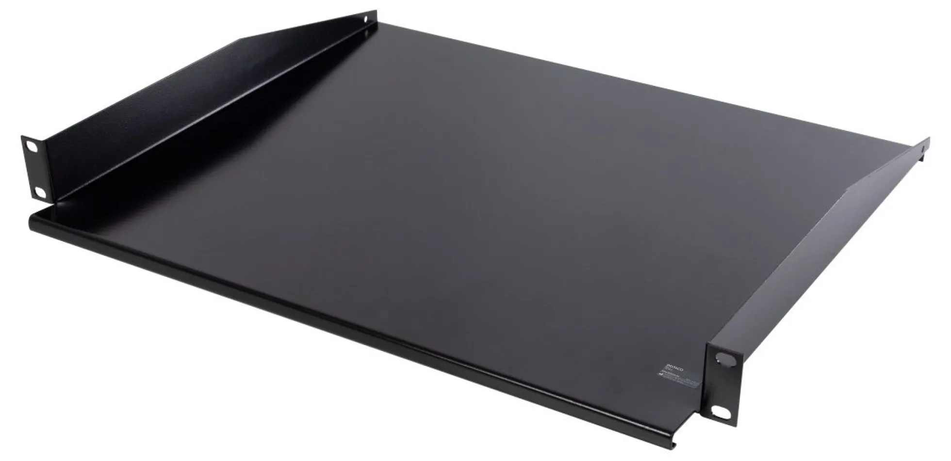 DELTACO, 19" fast hylde, 1U, 381mm dyb, maks. 8kg, sort
