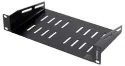 DELTACO 10" fast hylde, 1U, 136mm dyb, sort