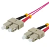 DELTACO Fiber cable, 1m, SC-SC Duplex, 50/125, pink