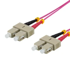DELTACO Fiber cable, 2m, SC-SC Duplex, 50/125, pink