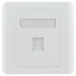 DELTACO flush mount for Keystone, 1 port, dust hatch, hvid