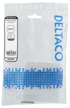 DELTACO flush mount for Keystone, 2 ports, dust hatch, hvid