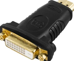 DELTACO HDMI-adapter, HDMI 19-pin han til DVI-D hun, guldpletteret stik