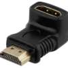DELTACO HDMI adapter, 19-pin han-hun, angled, sort