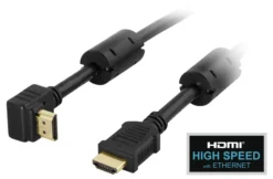 DELTACO HDMI kabel, HDMI High Speed med Ethernet, vinklet HDMI Type A