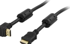 DELTACO HDMI kabel, HDMI High Speed med Ethernet, vinklet HDMI Type A