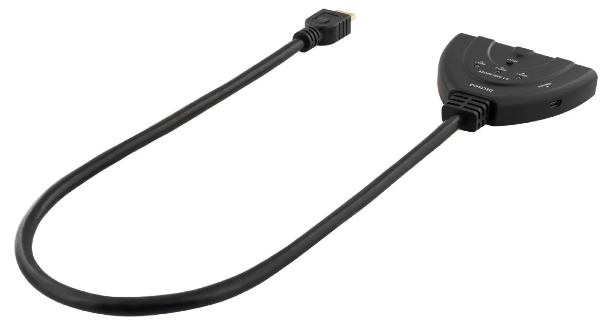 DELTACO HDMI Switch , 3 inputs to 1 output, 4K in 60Hz, 7.1, sort