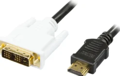 DELTACO HDMI til DVI kabel, 19-pin-DVI- D Single Link, 3m, sort/hvid