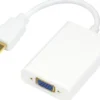 DELTACO HDMI til VGA adapter, 19-pin han - 15-pin hun, 0.2m, hvid
