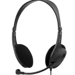 DELTACO headset, volumenkontrol på kablet, 2 x 3,5 mm, 2,5 m kabel