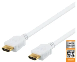 DELTACO High-Speed Premium HDMI kabel, 2m, Ethernet, 4K UHD, hvid