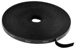 DELTACO Hook and loop fastener cable ties, width 10mm, 15m, sort