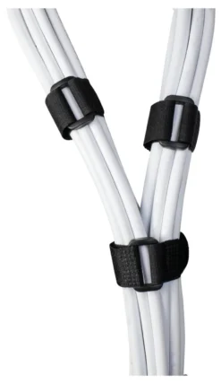 DELTACO Hook and loop fastener cable ties , 20x180mm, 10-pack, sort