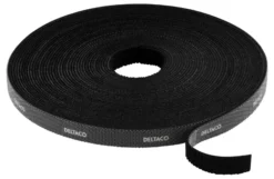 DELTACO Hook and loop fastener cable ties, width 9mm, 10m, sort