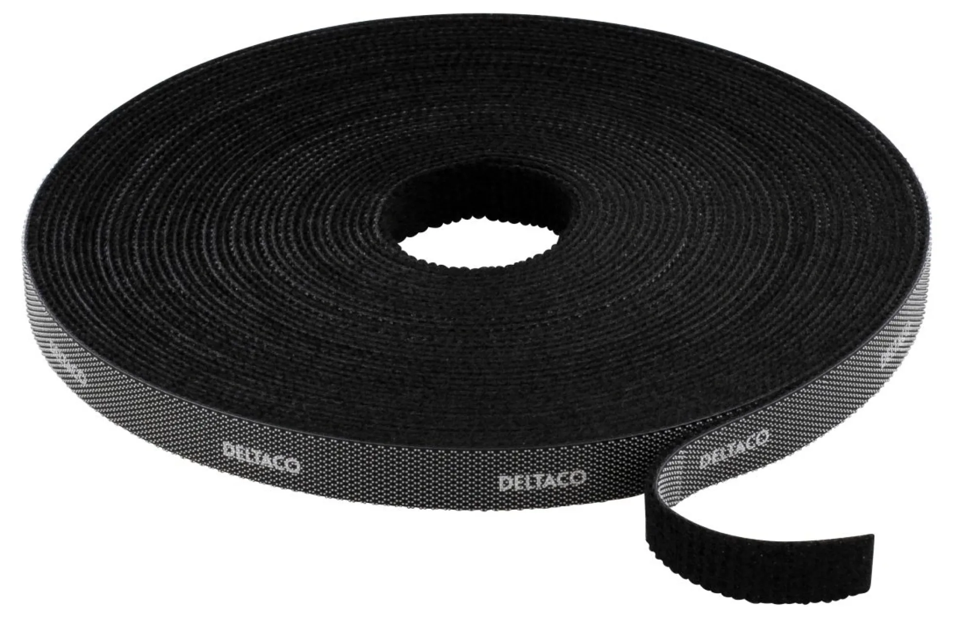 DELTACO Hook and loop fastener cable ties, width 9mm, 10m, sort