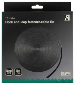 DELTACO Hook and loop fastener cable ties, width 9mm, 10m, sort