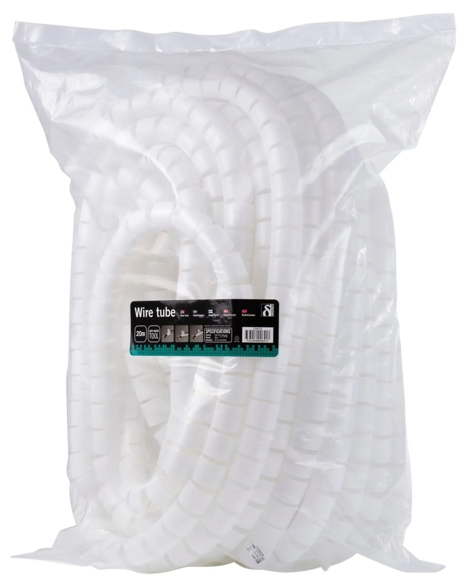 DELTACO Kabelskjulere i nylon, 25mm diameter, værktøj, 20m, hvid