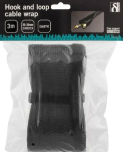 DELTACO kabelsorteringsstrømpe i nylon, burrebånd, 3m, sort