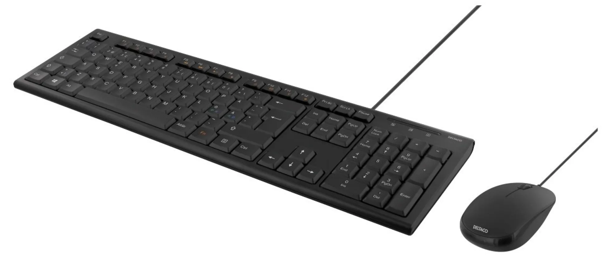 DELTACO Keyboard kit with mouse, PAN Nordic layout, USB, sort