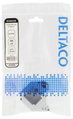 DELTACO Keystone holder for DIN rail, shielding, plastic, grå