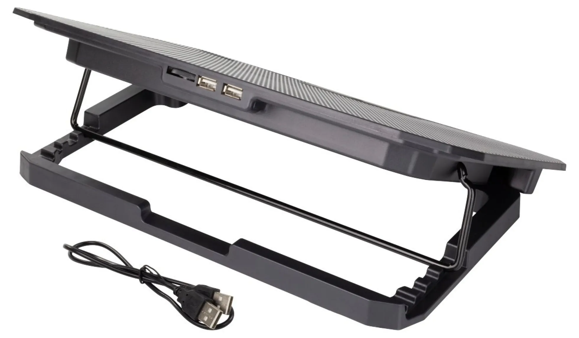 DELTACO laptop cooler for 15.6" lapotop, 2x120mm fans, blue LED, sort