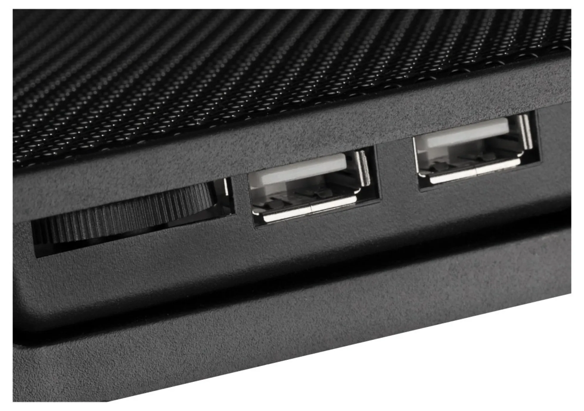 DELTACO laptop cooler for 15.6" lapotop, 2x120mm fans, blue LED, sort