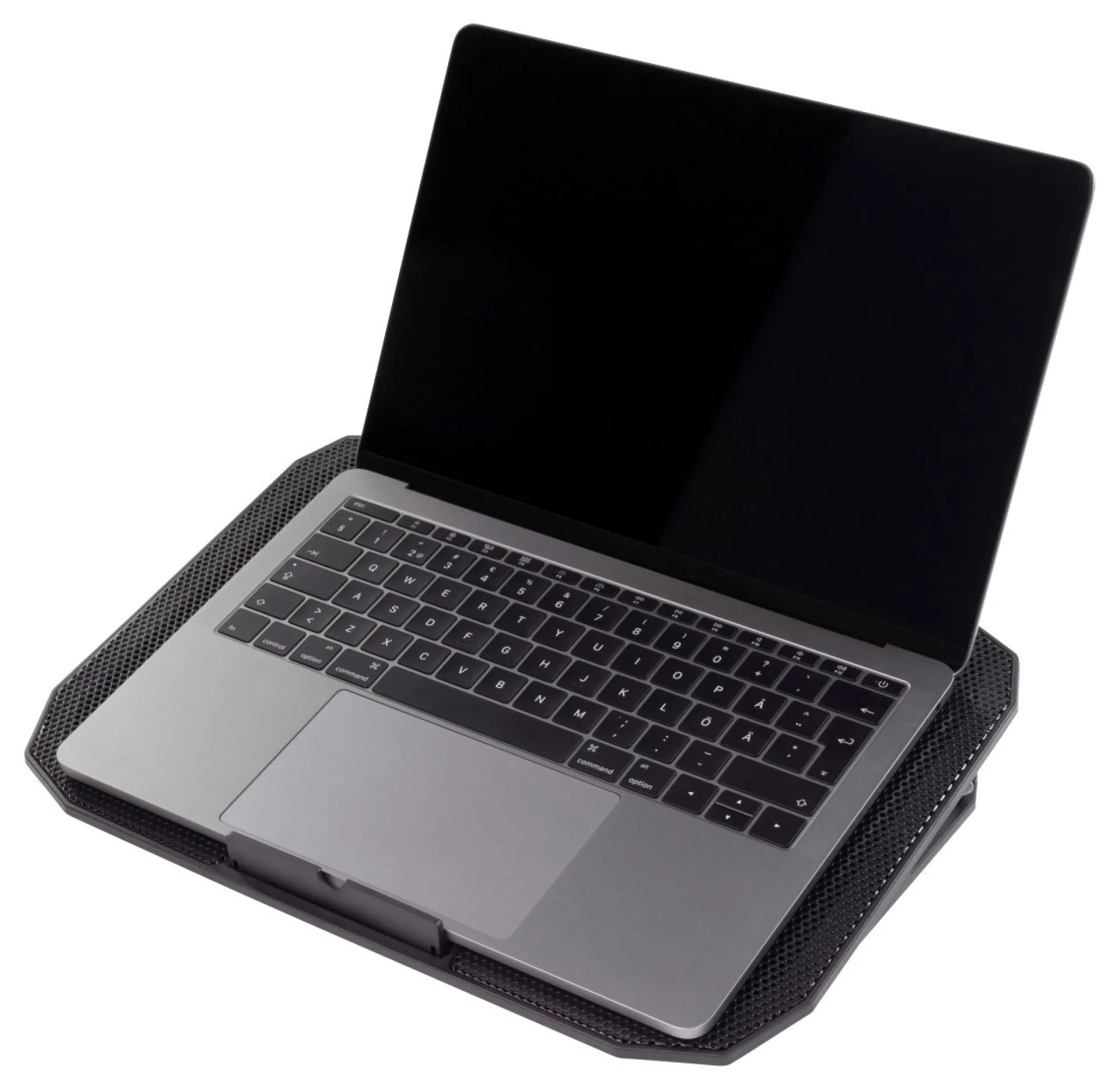 DELTACO laptop cooler for 15.6" lapotop, 2x120mm fans, blue LED, sort
