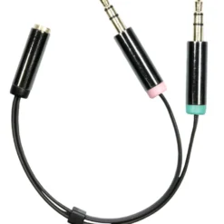 DELTACO lydadapter, 3,5mm mikrofon han og 3,5mm stereo han til 3,5mm