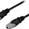 DELTACO Lydkabel, 3,5mm han - hun, 5 meter, sort