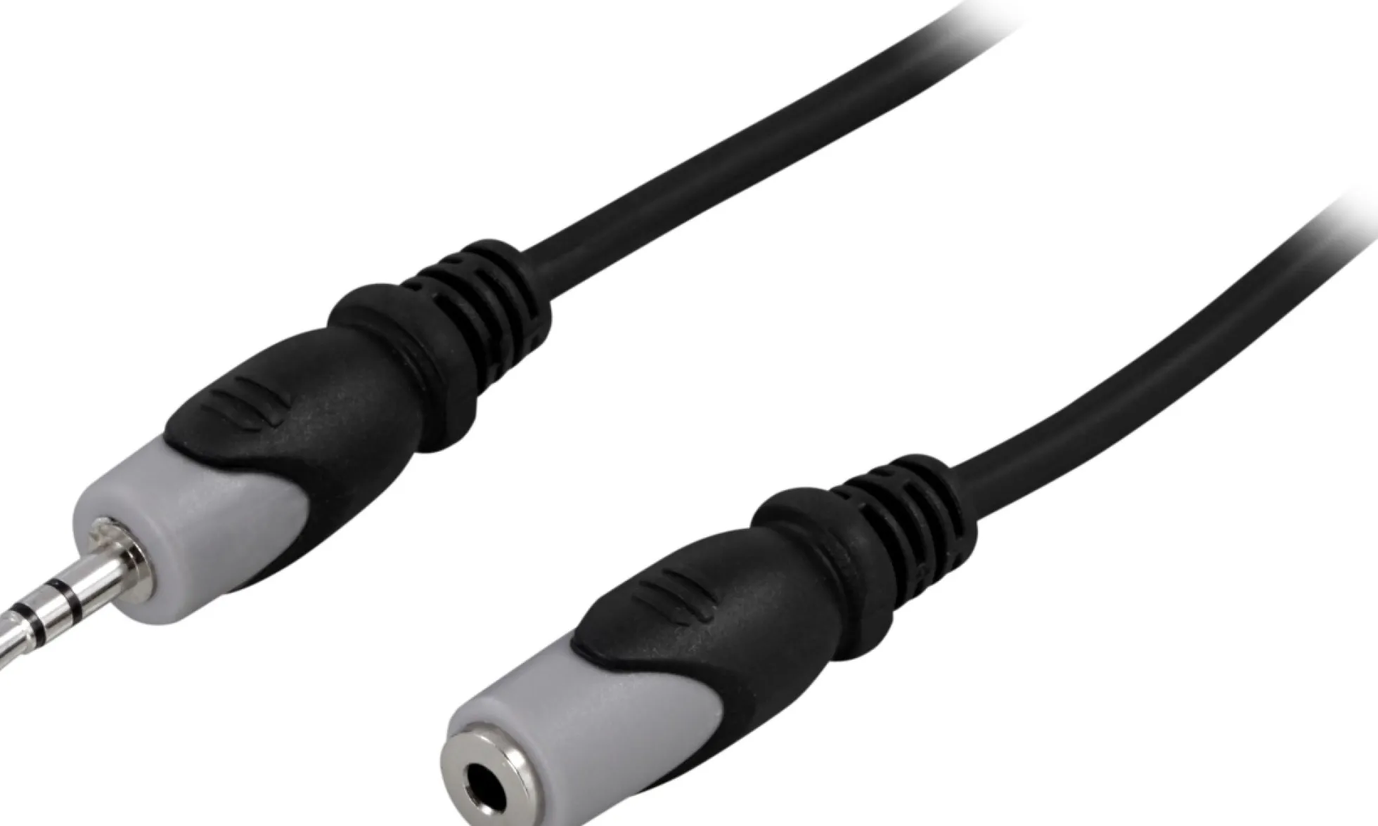 DELTACO Lydkabel, 3,5mm han - hun, 5 meter, sort