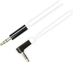 DELTACO lydkabel, vinklet 3,5 mm han til 3,5 mm han, 1m, hvid