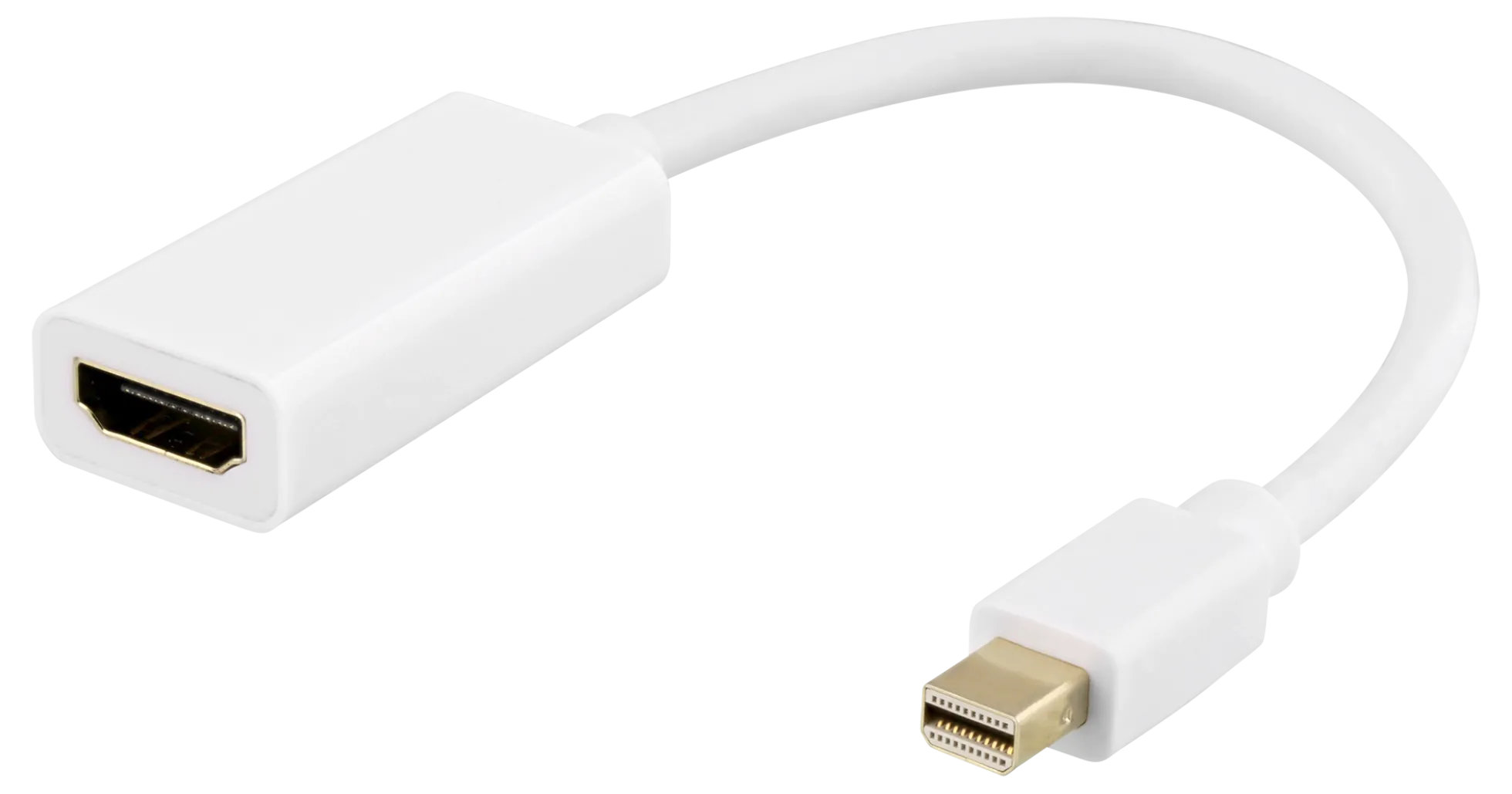 DELTACO Mini DisplayPort till HDMI adapter, 4K 60Hz, 0,2m, Hvid