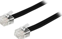 DELTACO modulkabel, 6P6C(RJ12) til 6P6C(RJ12), 3m, sort