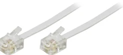 DELTACO modulkabel, 6P4C(RJ11) til 6P4C(RJ11), 5m, hvid