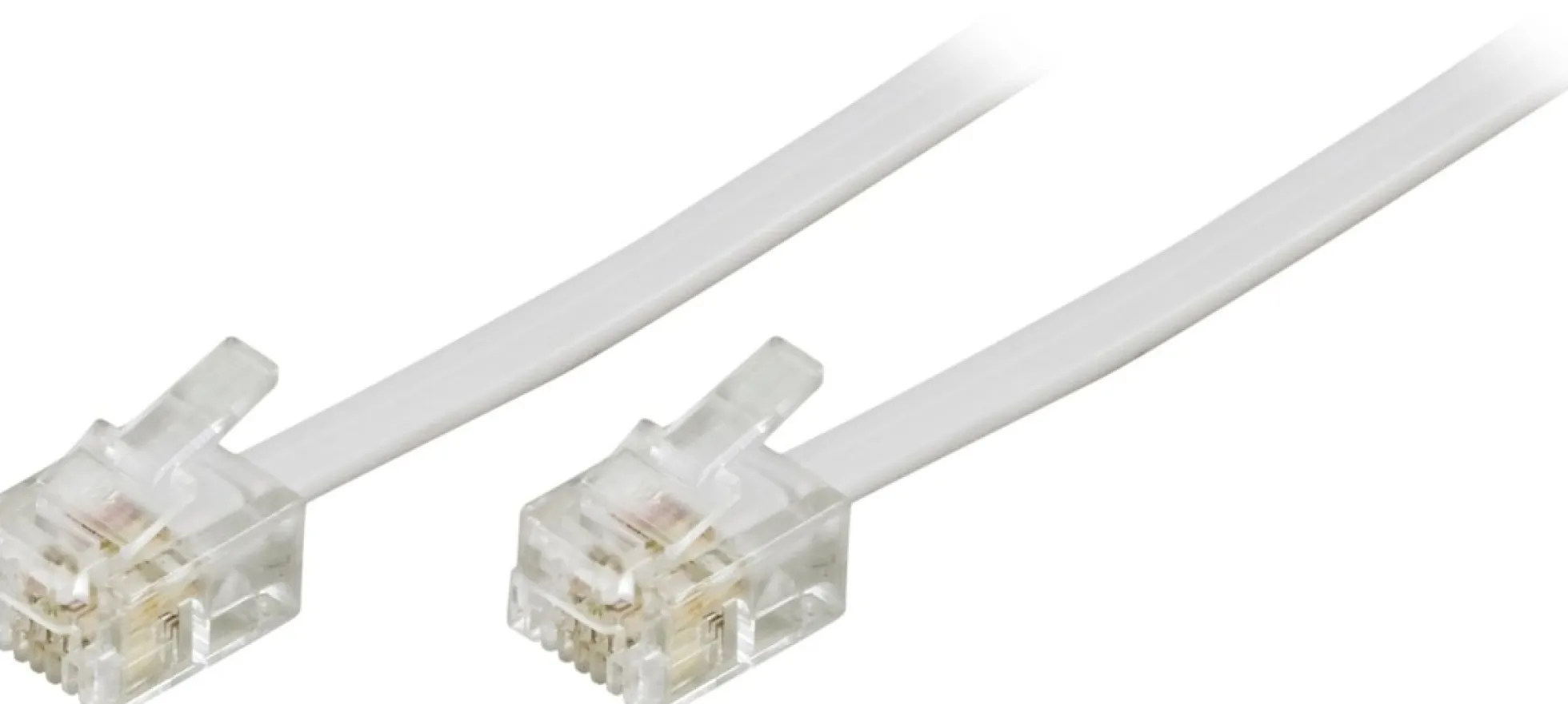 DELTACO modulkabel, 6P4C(RJ11) til 6P4C(RJ11), 5m, hvid