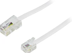 DELTACO modulkabel, 8P4C(RJ45) til 6P4C(RJ11), 2m, hvid