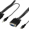DELTACO Monitorkabel RGB HD15 han-han, uden pin 9, med 3,5mm lyd, 20m