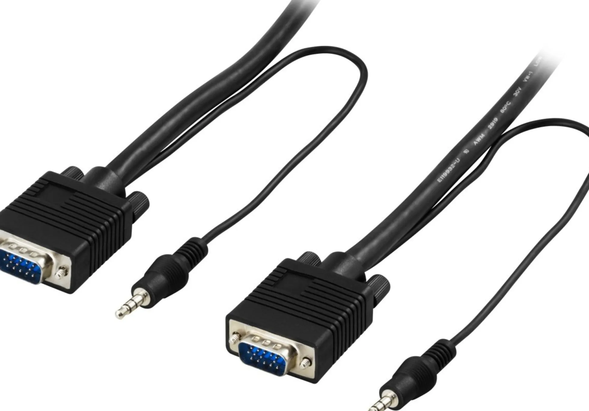 DELTACO Monitorkabel RGB HD15 han-han, u pin 9, m 3,5mm lyd, 5m, sort
