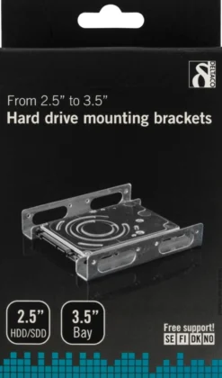 DELTACO monteringsvinkler til at kunne montere en 2,5" harddisk i en 3,5
