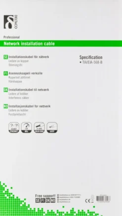 Deltaco netværkskabel, UTP installationskabel, Cat6, LSZH, 305 meter, hvid