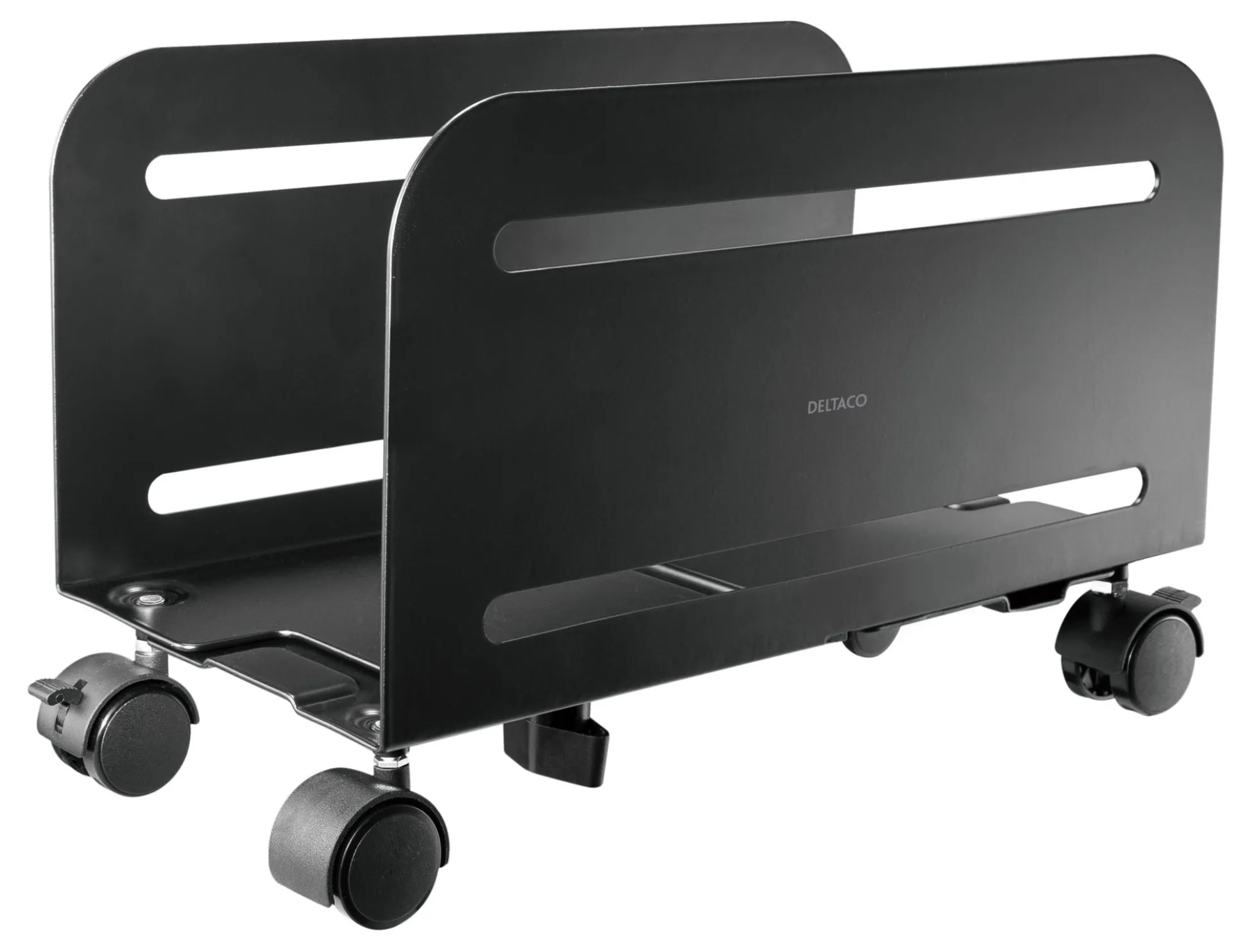 DELTACO OFFICE CPU stand, universal, mobil, sort